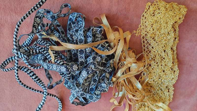 Gold and silver ribbon trim  -  8 metres in total