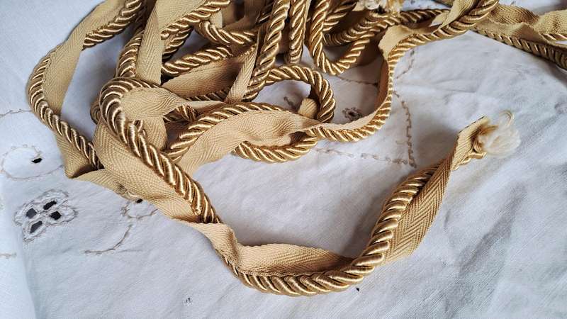 2 pieces thick cushion cord piping remnant - gold -  2 m and 1 m long