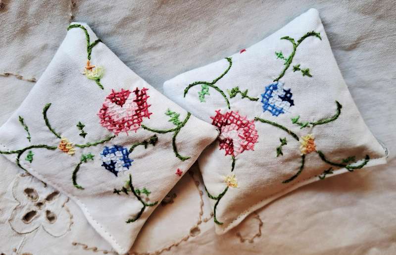 Lavender sachets using repurposed linens