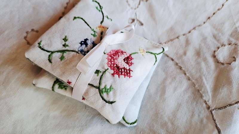 Lavender sachets using repurposed linens