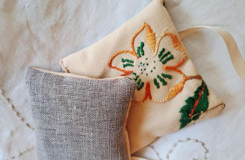 Lavender sachets using repurposed linens