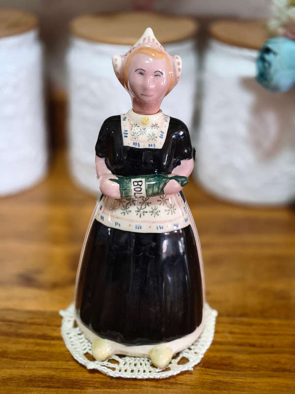 Dutch Vintage Decanter Bottle Figurine  Zenith Pottery Dutch Woman Gouda Style