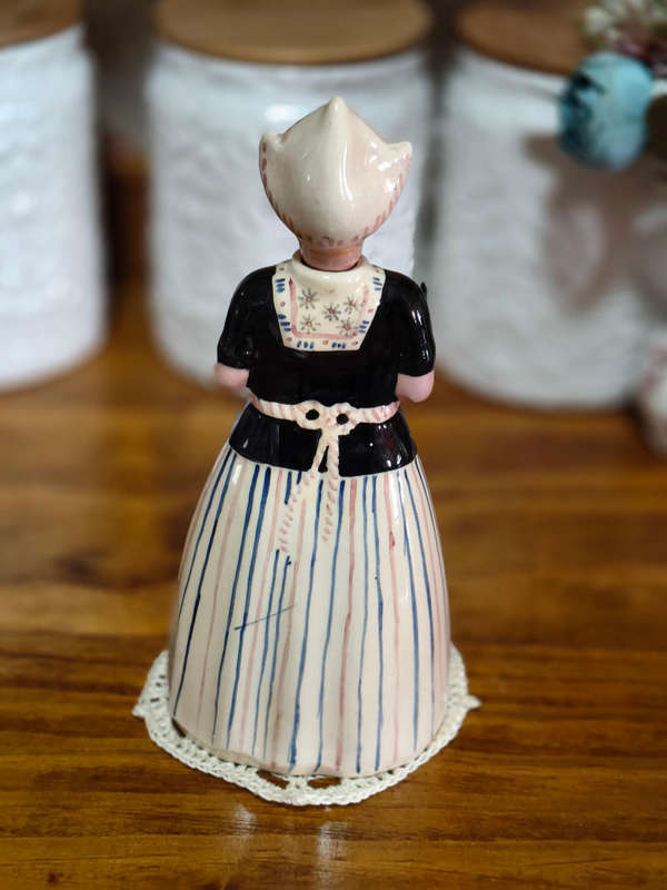 Dutch Vintage Decanter Bottle Figurine  Zenith Pottery Dutch Woman Gouda Style