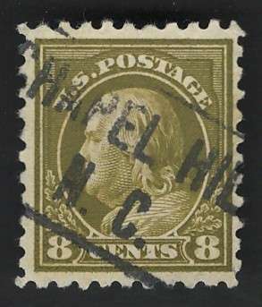 USA-Scott 1916/17  (P10) #470 8c Dark Olive Green (Diagonal pre-cancel!). Price R30 (cv R156)