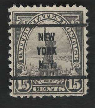 USA 1931 (P11x10½) Scott #696 15c (New York pre-cancel). Price R7