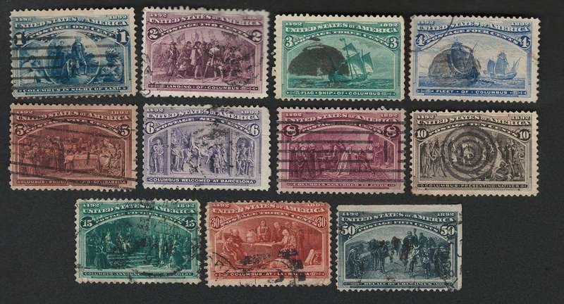 USA Scott Columbian Exposition 1893 #230 1c to #240 50c used. Price R350 (cv R9,071)