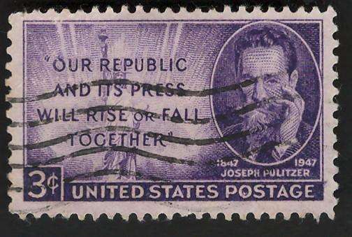 USA 1947 Joseph Pulitzer & Statue of Liberty. Scott #946.