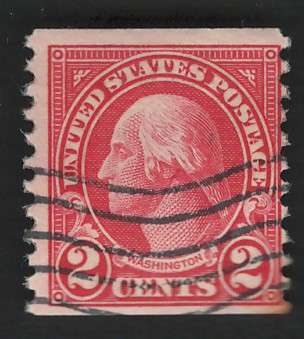 USA-1923/29  (P10 Vert.) Scott #599 2c Carmine Type I. Price R4