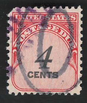 USA Scott 1959 Post Due (#J92) 4c Carmine Rose. Price R7