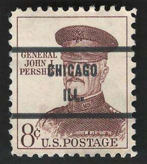 USA 1961-66 Regular Issue: John J. Pershing (Chicago pre-cancel). Scott #1214