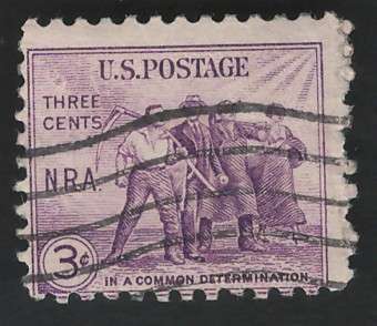 USA 1933 Worker Group. Scott #732 3c Slate Violet. Price R5