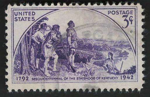 USA 1942 Kentucky Statehood: Daniel Boon and Frontiersmen, from Gilbert White mural. Scott #904 3c