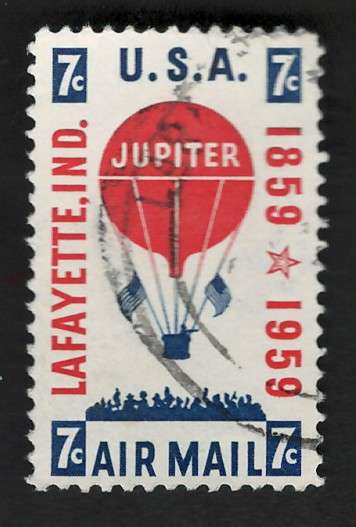 USA Scott Air Post 1959 Baloon & Crowd. #C54 7c Dark Blue & Red. Price R2