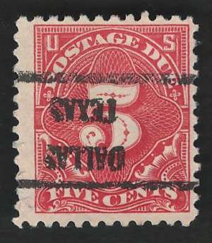 USA Scott 1917 Post Due (#J64) P11 UnWmk 5c (Inverted Dallas Texas pre-canc) Carmine Rose. Price R9