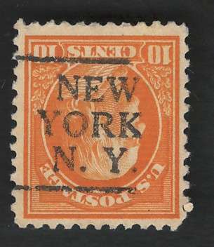 USA-Scott 1917/19  (P11) #510 10c (Inverted New York pre-cancel)
