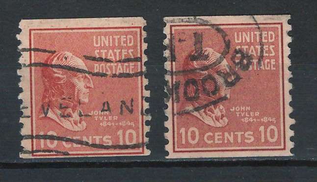 USA 1939 Rotary Coil (P10 Vert) Scott #847 10c (Brown Red & Venetian Red). Price R2