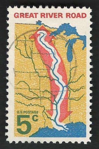 USA 1966 New Orleans to Kenora Great River Road: Central US Map. Scott #1319