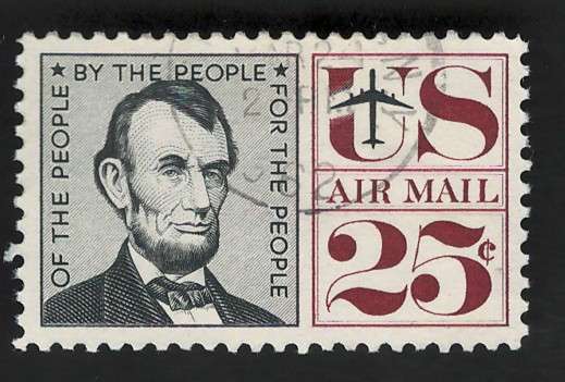 USA Scott Air Post 1959-66 Abraham Lincoln. #C59 15c Black & Maroon. Price R2