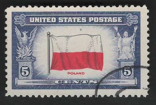 USA 1943-44 Overrun Countries: Poland Scott #909 5c. Price R4