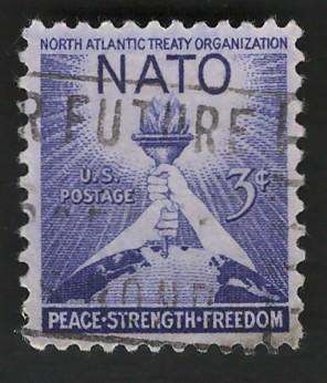 USA 1952 Signing of the North Atlantic Treaty: Torch of Liberty and Globe. Scott #1008