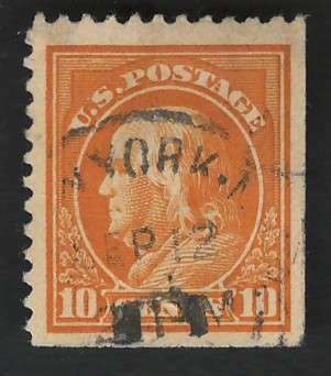 USA-Scott 1917/19  (P11) #510 10c Golden Yellow. Price R10