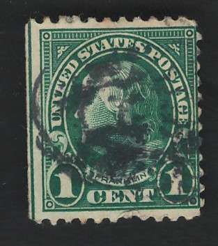 USA-1922/25  (P11) Scott #552 1c Deep Green. Price R6