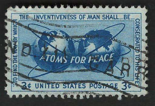 USA 1955 Atoms for Peace: Atomic Energy Encircling the Hemispheres. Scott #1070
