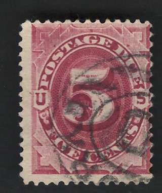 USA Scott 1891 Post Due (#J25) 5c Bright Claret