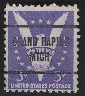 USA 1942 American Eagle Scott #905 3c (Grand Rapids pre-cancel). Price R6