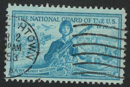 USA 1953 National Guardsman and Amphibious Landing. Scott #1017. Price R4