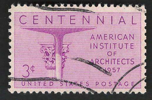 USA 1957 Architects: Corinthian Capital and Mushroom Type Head & Shaft. Scott #1089