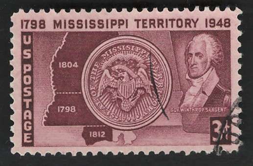 USA 1948 Mississippi Territory: Map, Seal and Gov. Winthrop Sargent. Scott #955