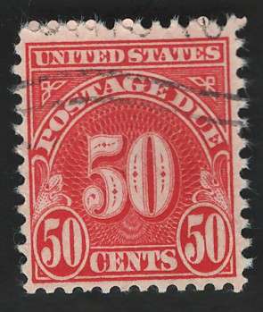 USA Scott 1931 Post Due (#J86a) P11x10½  50c Dull Carmine. Price R9