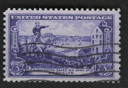 USA 1951 Battle of Brooklyn: Gen. George Washington Evacuating Army. Scott #1003
