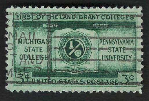 USA 1955 Land Grant Colleges: Open Book and Symbols of Subjects Taught. Scott #1065