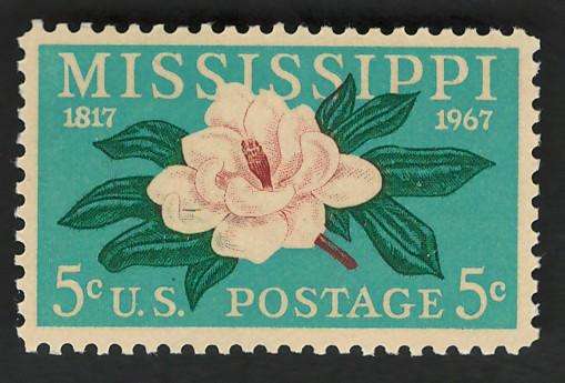 USA 1967 Mississippi Statehood: Magnolia (MNH). Scott #1337