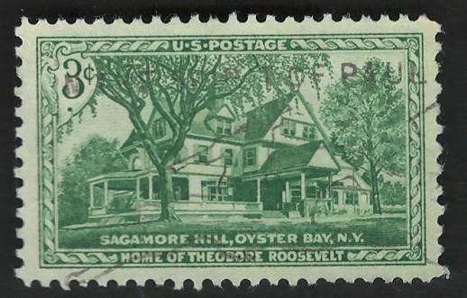 USA 1953 Home of Theodore Roosevelt. Scott #1023