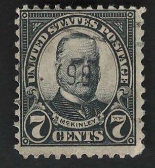 USA Scott 1926/34 (P11x10½) #639 7c Black. Price R6