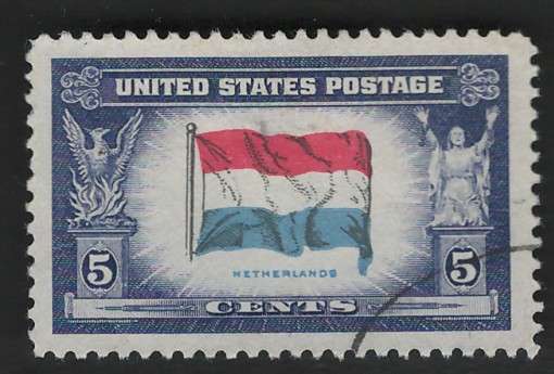 USA 1943-44 Overrun Countries: Netherlands Scott #913 5c. Price R4