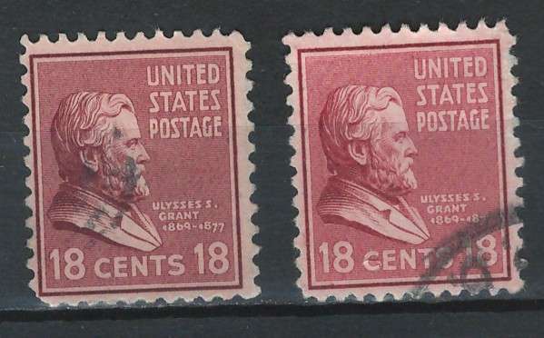 USA 1938 Pres. Iss. Scott #823 18c (Rose Brown & Brown Carmine).