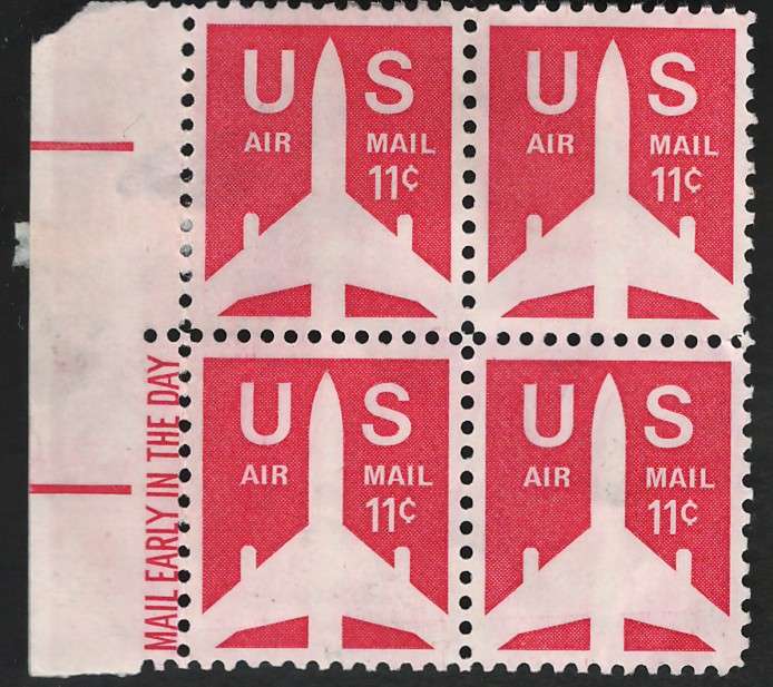 USA Scott Air Post 1971-73 Jet Airliner Silhouette. #C78 (Unused Block) 11c . Price R20
