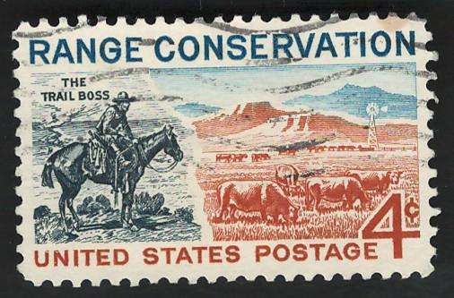 USA 1961 Range Conservation: The Trail Boss and Modern Range. Scott #1176