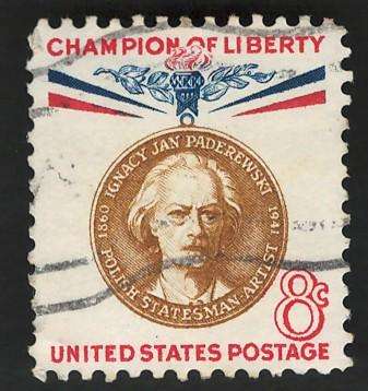 USA 1960 Polish Stateman: Ignacy Jan Paderewski. Scott #1160