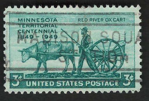 USA 1949 Pioneer and Red River Oxcart. Scott #981