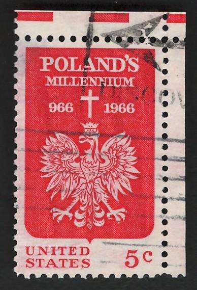 USA 1966 Polish Millennium: Polish Eagle and Cross. Scott #1313