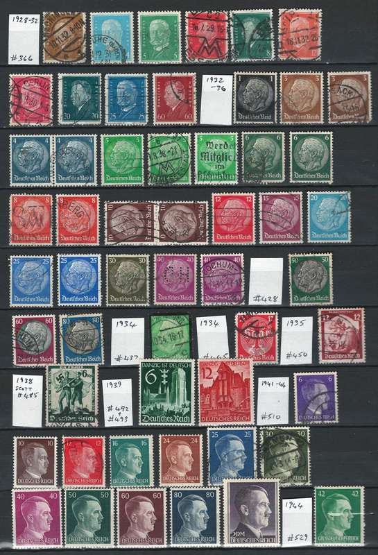 Germany 1928  1944 (Scott #366 to #529)