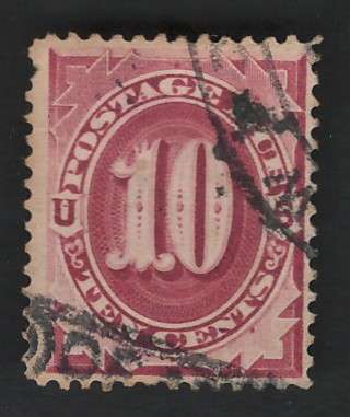 USA Scott 1891 Post Due (#J26) 10c Bright Claret