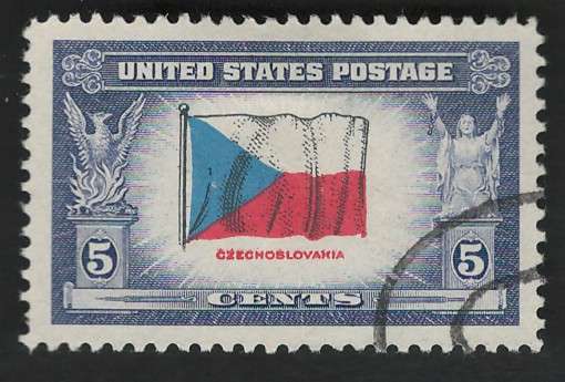 USA 1943-44 Overrun Countries: Czechoslovakia Scott #910 5c.