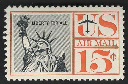 USA Scott Air Post 1959-66 Statue of Liberty. #C58 15c Black & Orange (MOGH). Price R7