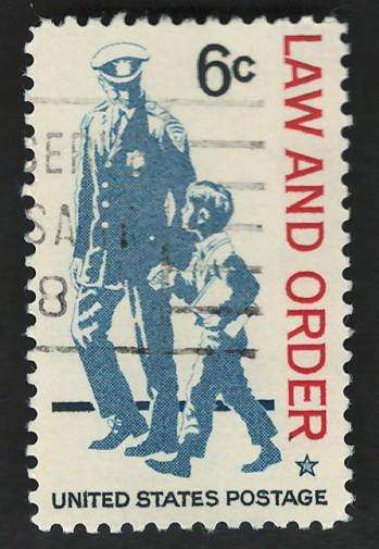 USA 1968 Law and Order: Policeman and Small Boy. Scott #1343
